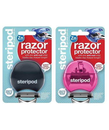 Clip-On Safety Razor Holder - Anti-Rust Protector for Men and Women (2 Pack, Black and Pink) - Buy Online on SooperMarket.com