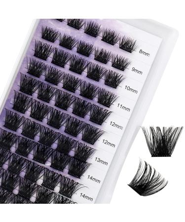 Individual Cluster Lashes D Curl 0.07mm 8-16mm Mix DIY Lash Extensions Wide Stem Individual Eyelashes Soft and Wispy Cluster Eyelash Extensions(XHFD-C9-0.07-D-816) RR-8-16mm Cluster Lash-C9-0.07-D