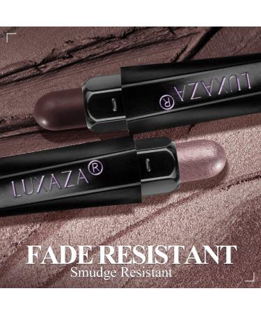 LUXAZA 3Pcs Eyeshadow Stick Matte and Shimmer Eye shadow Pencil Set with Primer & Setting Spray - Waterproof 3-in-1 Eye Makeup Kit in B-Cocoa - Buy Online on SooperMarket.com