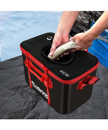 Foldable Fishing Bucket 6Gal/23L - Portable Live Bait Container for Outdoor Camping - Black EVA Fishing Bag for Kids and Adults - Buy Online on SooperMarket.com