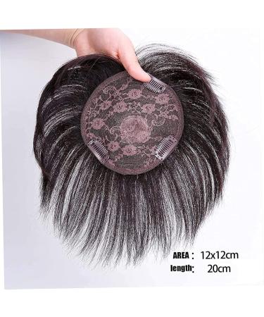 Hair Extensions Human Hair for Women with Thinning Hair Topper Clip in Hairpiece with Bangs 12x12cm Silk Straight Top 20cm Dark Brown Liummrcy  - Buy Online on SooperMarket.com