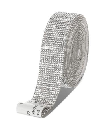 Self Adhesive Rhinestone Strips Diamond Bling Crystal Ribbon Sticker Wrap for Craft Jewel Tape Roll with 2 mm Rhinestones for DIY Car Phone Christmas Decoration (Silver  1.06 Inch x 3 Yards) Silver 1.06 Inch x 3 Yards