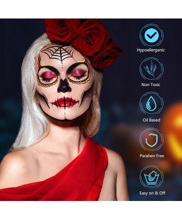 Professional Oil Based Face Paint Palette Set - 12 Flash Colors for Adults, Halloween Makeup & Cosplay - Buy Online on SooperMarket.com