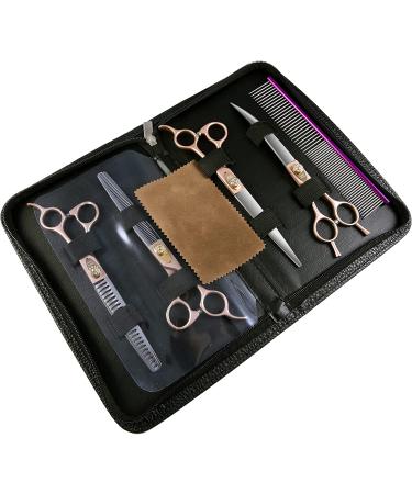 Fenice Peak 7 Professional Dog Grooming Scissors Set - Rose Gold 440C Stainless Steel - 4pcs Combo Set for Pet Grooming Services - Dogs and Cats - 7 - Buy Online on SooperMarket.com