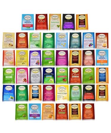 BLUE RIBBON Twinings Tea Bags Sampler Assortment Variety Pack Gift Box - 48 Count - Perfect Variety - English Breakfast, Green, Black, Herbal, Chai Tea and more