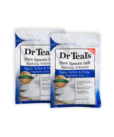 Dr. Teal's Unscented Pure Epsom Salt Soaking Solution Gift Set (2 Pack 4lbs ea.) - Fragrance Free Whole Body Relief - Eases Aches & Pains Alleviates Daily Stress & Soothes The Senses - at Home Spa