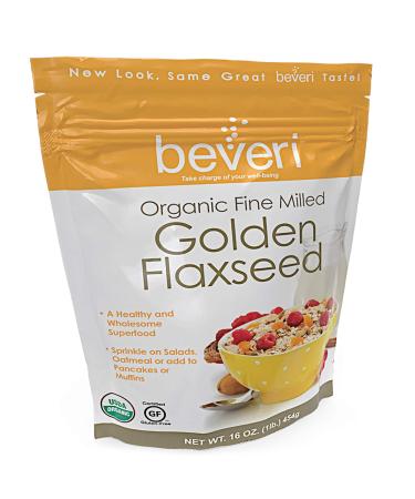 Beveri NutritionOrganic Golden Milled Flax SeedFine Milled SeedA Natural, Essential High-Protein + Fiber Superfood1 Pound Bag (Packaging May Vary)