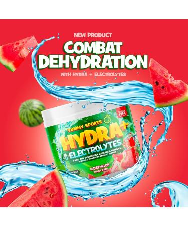 Yummy Sports Hydra+ Electrolyte Instant & Long-Lasting Hydration - Electrolyte Powder with Himalayan salt Coconut Water Powder Vitamin C Magnesium & Potassium Citrate 30 Servings 210g - Sour Watermelon - Buy Online on SooperMarket.com