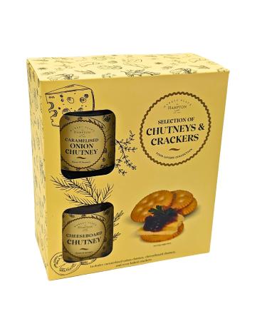 Hampers & Gourmet Gifts - Sweet & Savoury Chutney & Crackers Set - Cheeseboard Chutney Caramelised Onion Chutney And Oven Baked Crackers - Food Gifts For Cheese And Afternoon Tea Lovers