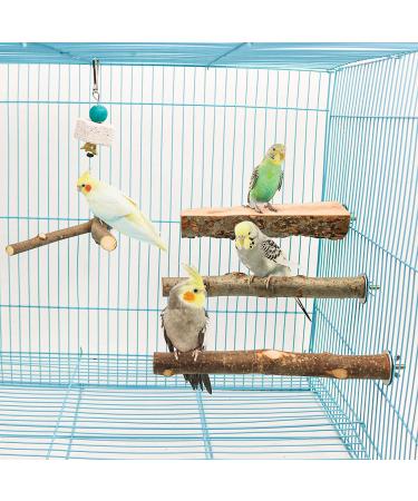 4 Pack Natural Wood Bird Perch for Bird Cages - Parrot Stand Platform Exercise Toys - Cage Accessories for Budgies, Cockatiel, Conure, Parakeet - Paw Grinding Stick Perch Stand - Buy Online on SooperMarket.com