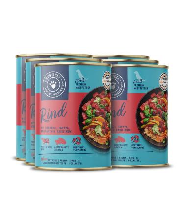 Pets Deli wet food for dogs with beef broccoli papaya amaranth & basil without sugar and gluten 6 x 400g Beef 400 g (pack of 6)