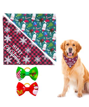 Dog Christmas Bandana 2PCS Washable Dog Christmas Scarf Pet Triangle Scarf Dog Scarf Pets Christmas Pet Christmas Scarf Christmas Dog Scarf Accessories Party Decoration for Small Medium Dogs Cats