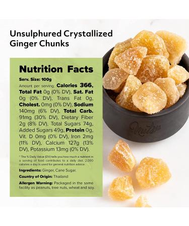 NUTS U.S. Unsulphured Crystallized Ginger Chunks - 3 LBS Resealable Bag, Fresh & Delicious Dried Gingers, No Artificial Colors - Buy Online on SooperMarket.com