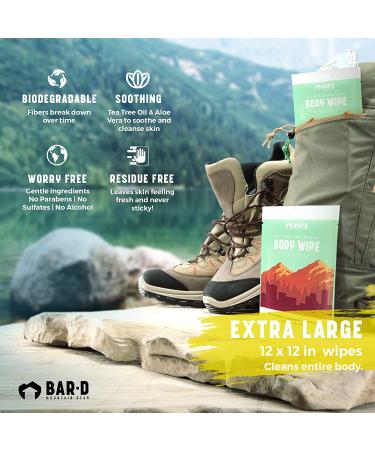 BAR-D XL Body Wipes with Aloe Vera & Tea Tree Oil - Biodegradable Cleansing Wipes for Travel, Camping, Festivals & Post Workout - Buy Online on SooperMarket.com