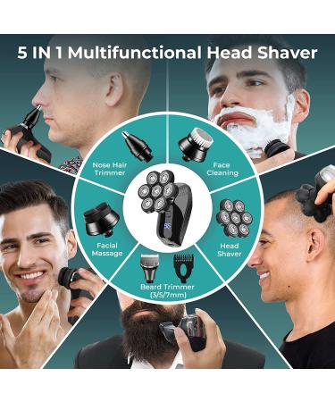 7D Head Shaver for Men - KENSEN 5 in 1 USB Rechargeable Electric Razor & Grooming Kit - Buy Online on SooperMarket.com