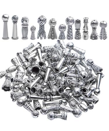 Tibetan Bead Caps  100 Gram(About 70-110pcs) Alloy Bead Caps Antique Silver Cone Bead Caps Flower End Caps Mixed Styles Tassel End Cap for Jewelry Making Crafts DIY