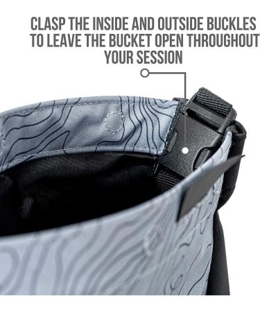 Large Light Gray Climbing Chalk Bucket with Topographical Map Design - Magnetic Closure, Pockets, and Brush Holders - Buy Online on SooperMarket.com
