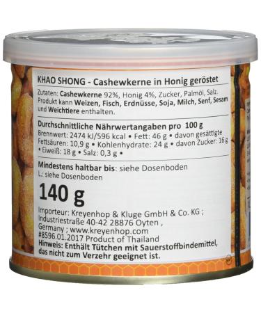 Khao Shong Honey Roasted Cashews - Crispy Honey Baked Snack (140g Can) | International Shipping Available - Buy Online on SooperMarket.com