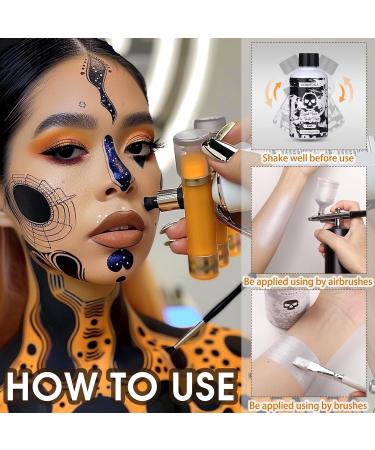 BOBISUKA Black Liquid Face and Body Paint - Washable Non-Toxic Fast Drying Makeup for Halloween Skeleton Skull Cosplay SFX - 130ml Large Capacity - Buy Online on SooperMarket.com