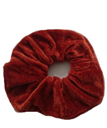 AADYA Pair of Extra Large (15CM) Velvet Hair SCRUNCHIES Elastic Scrunchy Hair BOBBLES (Rust)
