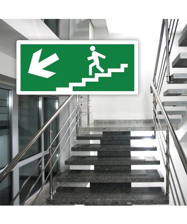 Buy Pubblimania Emergency Exit Sign - Robust PVC for Indoor & Outdoor Use (29 x 13 cm) - Stairs Left Exit Arrow - Buy Online on SooperMarket.com