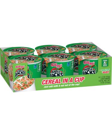 Kellogg’s Apple Jacks Breakfast Cereal Cups 8 Vitamins and Minerals Kids Snacks Original 18oz Case (12 Cups)