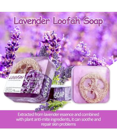 Lavender Soap Natural Lavender & Loofah Soap Bar Handmade Organic Soap Vegan Cruelty Free No SLS or Parabens Smooth Skin Acne Soap for Face and Body - Buy Online on SooperMarket.com