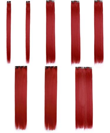 Dark Red Clip in Hair Extensions - 26 Inch Straight 100% Synthetic Hair - 8pcs Long Hair Pieces for Full Head - #Dark Red - Buy Online on SooperMarket.com
