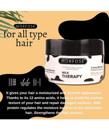 Morfose Professional Milk Therapy Hair Mask - 16.9 Fl Oz - 12 Amino Acids & Proteins for Fuller Healthier Strands - Repair Dry, Damaged, Brittle Hair - Buy Online on SooperMarket.com