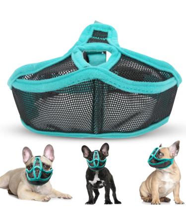 Muzzle for dogs dog muzzle with short snout mesh adjustable muzzle French bulldog breathable short snout anti-bite bulldog for anti-biting anti-bell licks XL