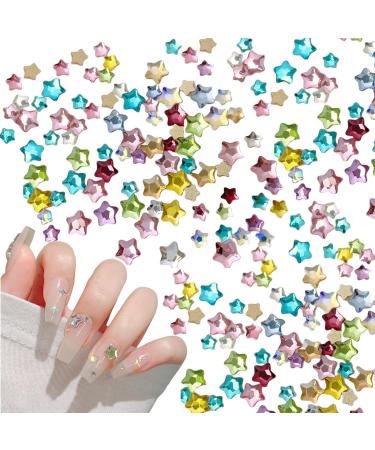 150Pcs Star Nail Rhinestones Glass Flatback Colorful Nail Gems Diamond for Women Girls DIY Crafts and Jewelry Making Supplies