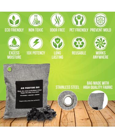 Litepak Odor Absorbing Bags - 8 XL Activated Charcoal Bags for Car Home Office - 200g Odor Eliminator - Buy Online on SooperMarket.com