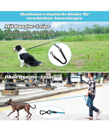 Buy Aystkniet 20m Reflective Bungee Leash for Large Dogs (Up to 80kg) - Padded Handle Lockable Hook - Durable Day & Night Walking Leash - Blue - Buy Online on SooperMarket.com