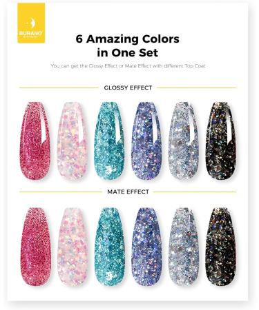 BURANO Poly Extension Gel Nail Kit - 6 Colors Builder Gel Set for Nail Art - DIY Starter Kit for Beginners & Professionals - Glitter Poly Nail Gel Gift - Buy Online on SooperMarket.com
