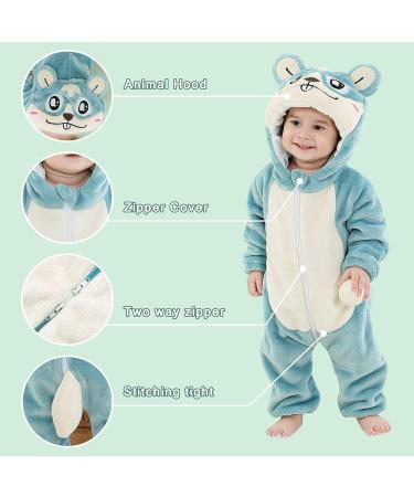COOKY.D Baby Hooded Rompers | Winter Flannel Jumpsuit Pajamas | 3-6 Months Hamster Design - Buy Online on SooperMarket.com