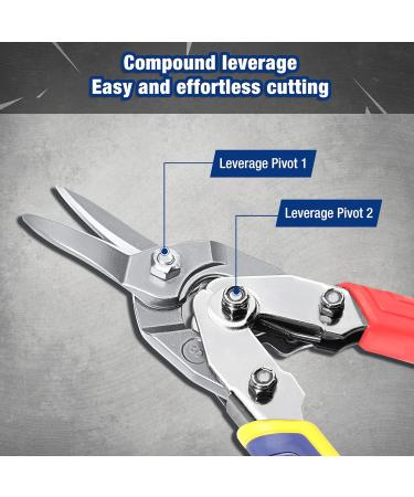 WORKPRO 10" Tin Snips Straight Cr-V Steel Aviation Snips Compound Snips for Cutting Aluminum & Metal Sheets or as Household Scissors - Buy Online on SooperMarket.com
