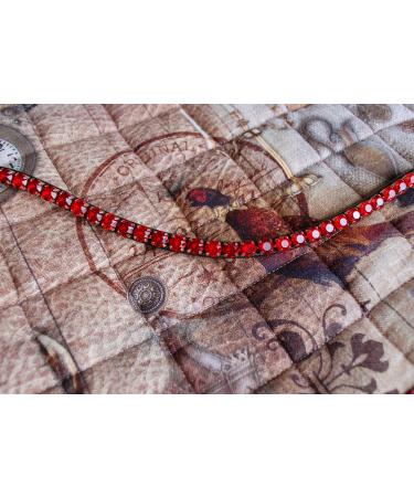 Happiness hinge headband horse red 'siam' with large stones curved narrow (kb leather color dark brown) KB leather color dark brown