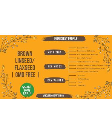 Wholefood Earth Brown Linseed/Flaxseed 2 kg | GMO Free | Natural | High Fibre | Source of Protein (Pack of 5) - Buy Online on SooperMarket.com