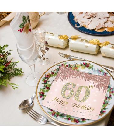 40 Pink Birthday Napkins - 60th Birthday Party Decor | 33x33cm Paper Napkins for Men Women & Girls - Buy Online on SooperMarket.com