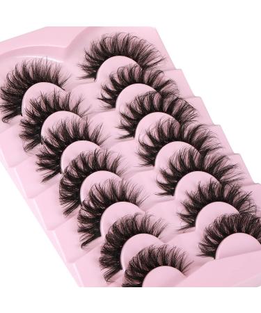 Kiromiro Faux Mink Lashes Fluffy 6D False Eyelashes 17mm Wispy Cat Eye Lashes that Look Like Extensions Strip Lashes Pack - Buy Online on SooperMarket.com