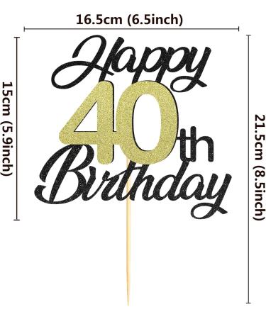 Shop Sumerk 40th Birthday Cake Attachments - Gold & Black Decorations | Perfect for Birthday Party Celebrations - Buy Online on SooperMarket.com