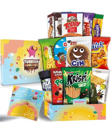 Midi International Snack Box  Premium and Exotic Foreign Snacks  Unique Snack Food Gifts Included  Try Extraordinary Turkish Gourmet Snacks  Candies from Around the World  Light Blue Space Themed Box  12 Full-Size Snacks