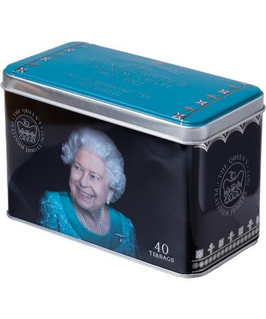 Queen Elizabeth II Jubilee 2022 Commemorative Tea Tin with 40 English Breakfast Teabags - Black Tea 40 Count - Buy Online on SooperMarket.com