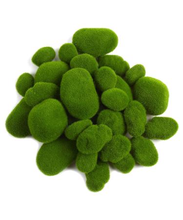 CCINEE 34pcs Artificial Moss Rocks, 5 Size Green Floral Moss Balls Moss Covered Stones Fake Moss Decor for Floral Arrangements Fairy Gardens and Crafting