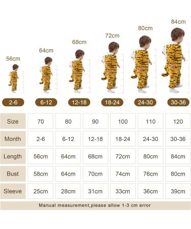 Baby Hooded Rompers - Winter Flannel Jumpsuit Pajamas for Infants (3-6 Months) | COOKY.D Tiger Design - Buy Online on SooperMarket.com