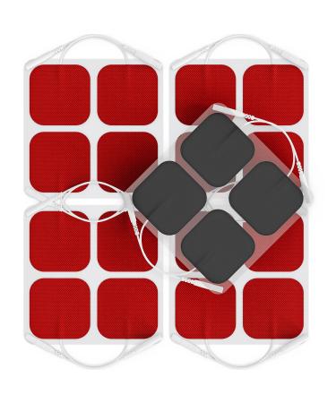 AUVON TENS Unit Pads 2"X2" 20 Pcs, 3rd Gen Latex-Free Replacement Pads Electrode Patches with Upgraded Self-Stick Performance and Non-Irritating Design for Electrotherapy (Red) D-Red