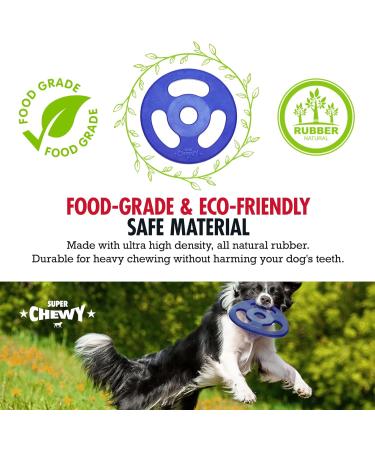 Tough Tug-of-War Flying Disc Toy for Dogs | SuperChewy Strong Natural Rubber Frisbee | Durable Chew Toy for Aggressive Chewers | Large Size 22 cm - Buy Online on SooperMarket.com