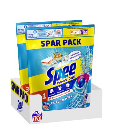 Spee Power Caps Fresh Kick 3+1 full detergent 120 wash loads purity radiance and hygienic freshness for your laundry 20-95 120 pieces (1 Pack)