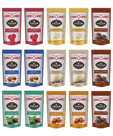 Land O'Lakes 7 Different Flavors Hot Cocoa Mix Gift Basket - 60 Pieces - Gift Box for Family, Friends, Her, Him