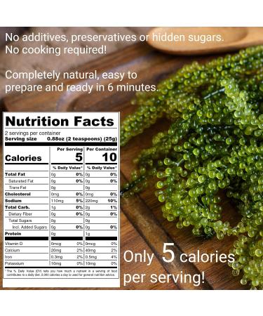Umibudo Sea Grapes - Delectable Green Caviar Seaweed, 1.76oz/50g - Rehydrates to 1/2 Pound - Brine Dehydrated - Buy Online on SooperMarket.com